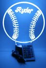 Baseball Night Light Up Lamp LED Personalized Sports Player Room Decor & Remote 