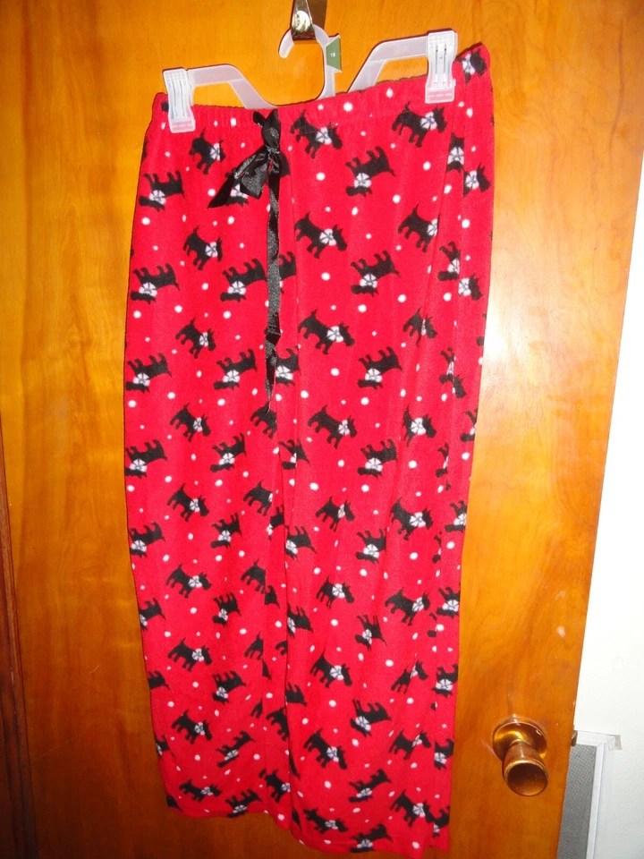 ДЕВОЧКИ КРАСНЫЙ/СКОТТИ СОБАК ФЛИС ПИЖАМА БРЮКИ РАЗМЕР 11-13 - Изображение 1 из 1