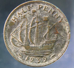 Great Britain, Half Penny, 1939 bronze coin - Picture 1 of 2