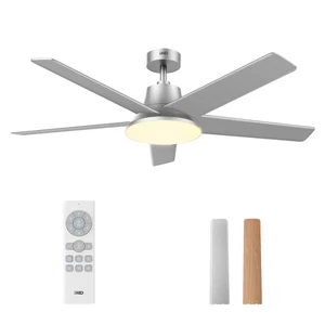 Dreo Ceiling Fan 52" Sliver Integrated LED 6 Speeds Light & Remote (Read) - Picture 1 of 10