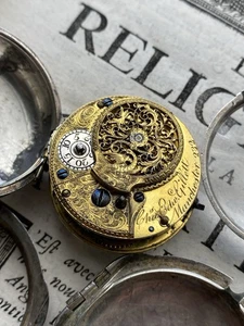 Antique Georgian Silver Pair Case Verge Fusee Pocket Watch Square Pillars C1772 - Picture 1 of 16