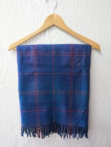 Vintage Retro Wool Blue Red Plaid Throw Stadium Blanket 55 X 35" - Picture 1 of 6