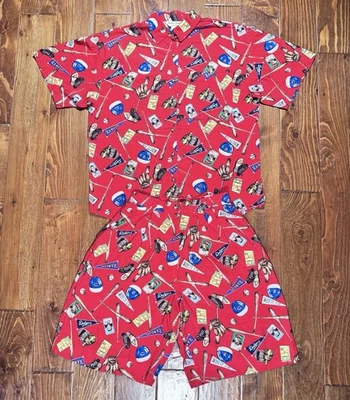 Conjunto Corto Camisa Sharon Young Mujer Talla 8 De Colección Años 90 MLB Béisbol Rayón A Juego Foto 1 de 4