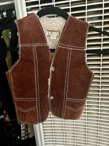 Vintage!! Kids Genuine Leather Vest. Size 4. Excellent!! Chocolate Brown. Lined - Picture 1 of 8