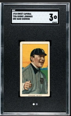 1909-11 T206 HOF One Hand Showing Hughie Jennings Sweet Caporal SGC 3 Detroit - Image 1 of 2