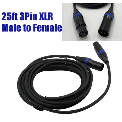 25ft 3Pin XLR Male to Female Cable Wire for Stage Lighting Signal XLR Connection - Image 1 of 4
