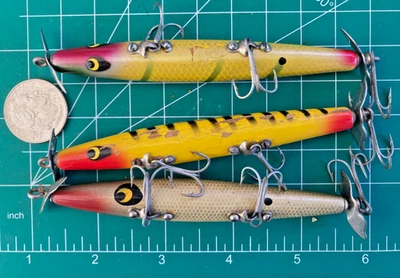 LOTE DE COLECCIÓN 3 SEÑUELOS DE PESCA SMITHWICK DEVILS CABALLO MADERA TOPWATER SUPERFICIE CRANKBAITS Foto 1 de 4
