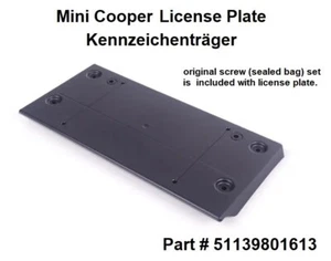MINI COOPER OEM NEW R60 R61 License Plate Mount & Screw 51139801613 QCO - Foto 1 di 4