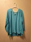 WILDFOX Haley Brushed Soft Knit V Neck Pullover Sweater Peacock Size XL