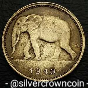 Congo Belgian 1 Franc 1949. KM#26. One Dollar coin. African Elephant. Zaire. D. - Picture 1 of 7