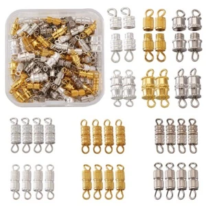 90 juegos/caja de broches atornillados de latón barril joyería punta final tapas hallazgos de joyería mixtos - Imagen 1 de 12