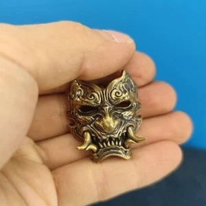Brass Game Prajna Mask Model Small Statue Pendant Keychain Badge Gift Pendant - Picture 1 of 11