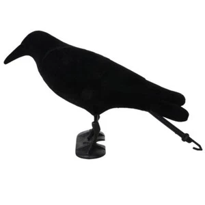 Flocked Hard Realistic Calling Crow Decoy Vermin Rook Decoying Hunting - Picture 1 of 11