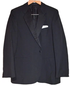 M & S CLASSIC VINTAGE BLACK TUXEDO FORMAL DRESS JACKET UK 42's - Picture 1 of 6