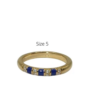 Pandora Exotic Stones & Stripes Size 5 .925 Blue Enamel Clear CZ Ring 168052CZ - Picture 1 of 5
