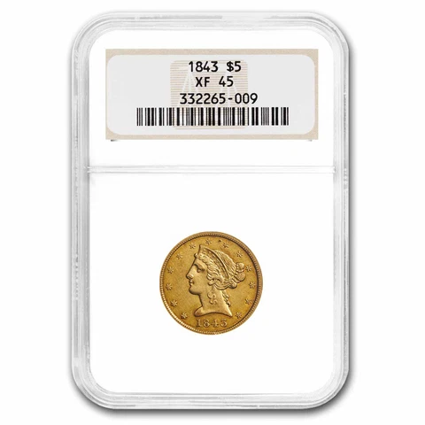 1843 $5 Liberty Gold Half Eagle XF-45 NGC - SKU#279362 Cover