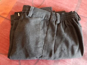 Boys Grey School Trousers 23/25" Elasticated Waist - Picture 1 of 6