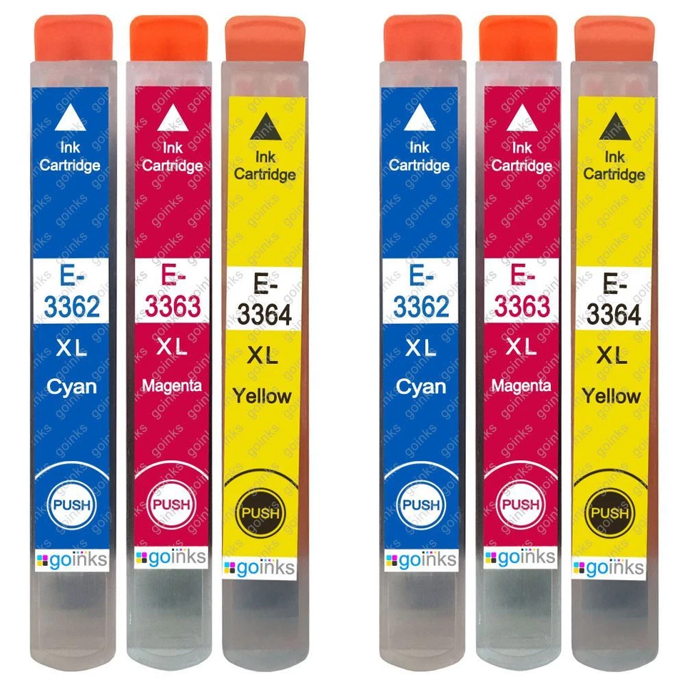 GO INKS 6 C/M/Y Cartouches d'encre pour Epson Expression Premium XP-530 XP-635 XP-7100