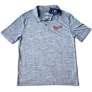 MLB Genuine Merchandise Minnesota Twins Polo Shirt Mens Size M Gray Short Sleeve - Picture 1 of 4