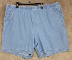 Basic Editions Jean Shorts Womens 24W Blue Denim Light Wash Elastic Waist - Picture 1 of 11