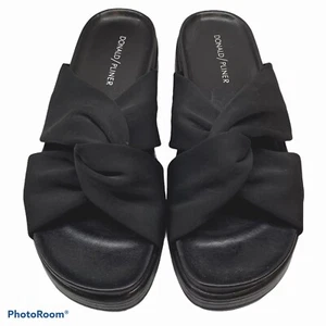 DONALD PLINER Folley Stretch Black Fabric Strap Slide Sandal Ortho Footbed 8.5M - Picture 1 of 10