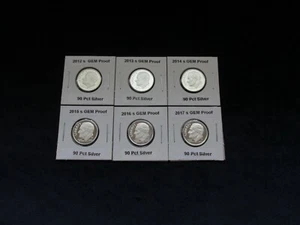 Lot of 6: 2012-2017 S 90% Silver Proof Roosevelt Dimes - High Quality Coins - Bild 1 von 8
