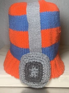 Baby Gap Orange & Blue Striped Knit Beanie Cap Hat with Headphones M/L Youth - Imagen 1 de 11