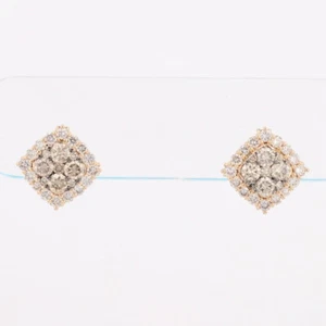 Le Vian 1.59ctw Diamond Cluster Halo Stud Pair Earrings 14k Rose Gold 3.57 Grams - Picture 1 of 6