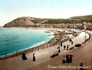 Vista de la playa, Aberystwyth, Gales - alrededor de 1900 - Impresión fotográfica histórica - Imagen 1 de 1