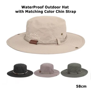 Bucket Hat Bush walking Fishing Outdoor Summer Hat Wide Brim Strap-Uni Sex 58cm - Picture 1 of 10