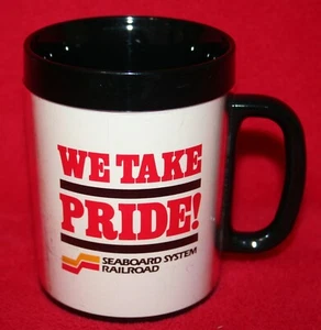 TAZA DE CAFÉ VINTAGE SEABOARD SYSTEM RAILROAD Thermo Serv trenes CSX Hecho en EE. UU. - Imagen 1 de 4