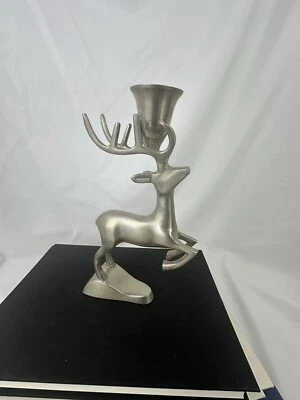 Candelabro de reno candelabro decoración de Navidad color níquel cepillado plateado Foto 1 de 4