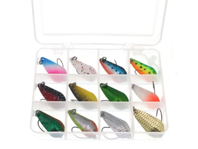 Forelle Trout Spoons Set in Tackle Box 12 Stück 3 Gramm Angeln Spinner Blinker  - Bild 1 von 4