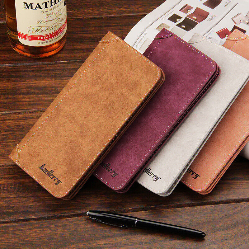 Discount Mens Long Bifold Wallet Leather Purse Credit Card ID Card Holder Slim Clutch US