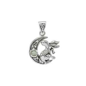 Bunny Rabbit on Crescent Moon .925 Sterling Silver Pendant Peter Stone Jewelry