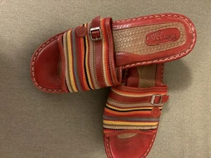 Damen Born rot gestreift/Leder Sandala Espadrilles Größe 9/40,5 - Bild 1 von 5