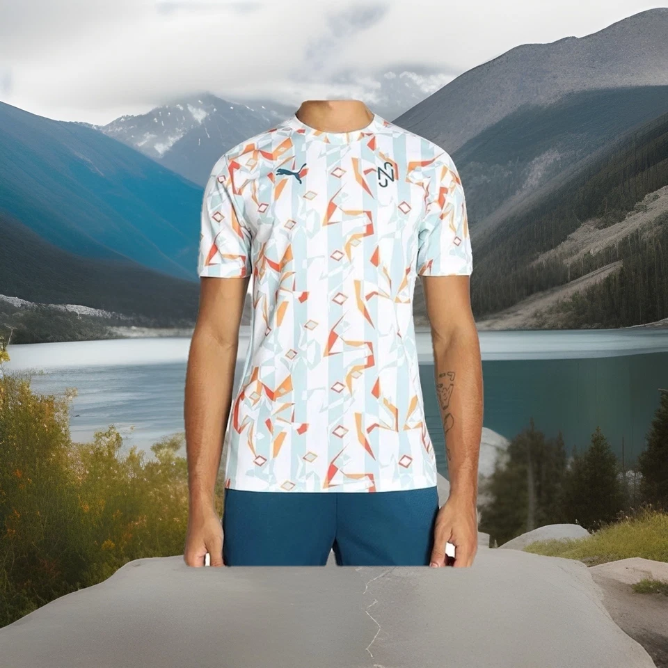 PUMA Neymar Jr Creativity Soccer Jersey White Blue Men’s Sz S 658953-13