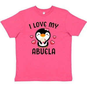 Inktastic I Love My Abuela With Cute Penguin And Hearts Youth T-Shirt Valentines - Picture 1 of 3