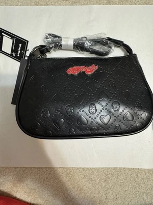 Ed Hardy Black Heart Skull Print Wristlet Wallet NWT - Image 1 of 2