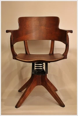 Rare office chair armchair "spring swivel" Ernst Rockhausen Söhne/Waldheim 1930 - Image 1 of 4