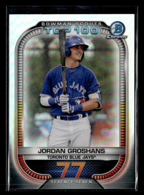 2021 Bowman #BTP-77 Jordan Groshans Chrome Bowman Scouts Top 100 - Image 1 of 2