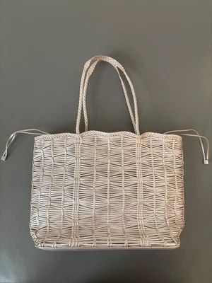 Stephane Kelian Top Handle Bag Woven Leather Ice Pink Size Medium  9" X 13" X 4" - Image 1 of 4