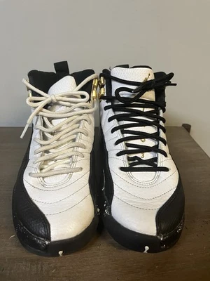 Air Jordan 12 Retro Royalty Taxi Metálico Dorado Blanco Negro Usado Talla 4.5 Juvenil Foto 1 de 4