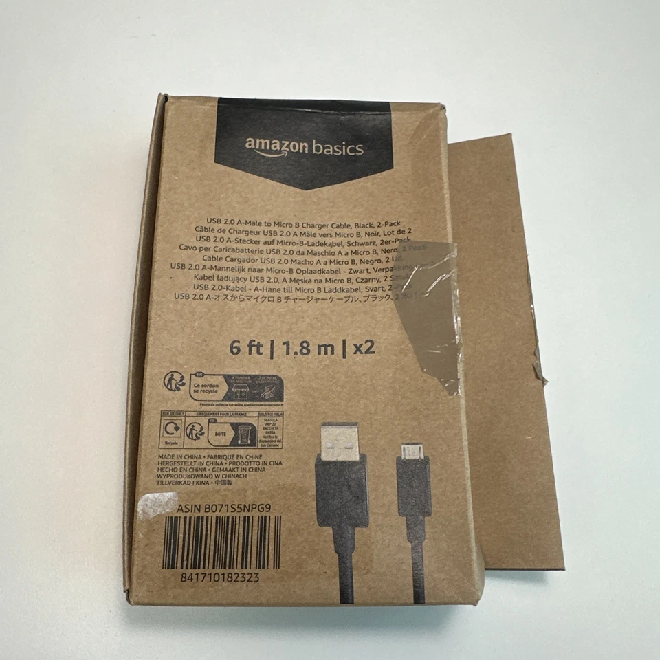 USB-A to Micro-B Charger Cable (Amazon Basics 6 ft) - Open Box - Image 1 of 3