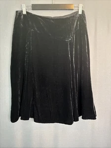 Nanette Lepore Samt Schlag Rock Vintage Gr. 6 schwarz Viskose Seide Plissee Goth Witchy - Bild 1 von 11