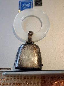 Antique Webster Baby Rattle Bell Teething Ring Sterling Silver  "Andy" - Picture 1 of 10