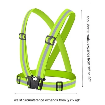 Safety Vest Adjustable Reflective Belt Stripe Strap Night walking  Jogging Bike - Image 1 of 4