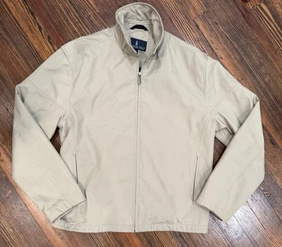 Jaqueta de golfe London Fog masculina leve microfibra bege com bolsos tamanho G nova sem etiquetas - Imagem 1 de 4