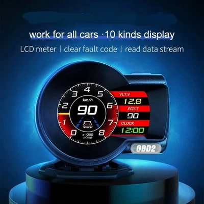 EF8 OBD2 LCD Gauge – Real-Time Speed/Water/Oil/Boost, Battery-Free Turbo Monitor Foto 1 de 4