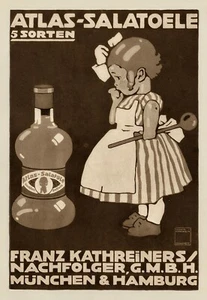 Atlas Salatoele Oil 1910 German Ad Ludwig Hohlwein 1926 Sepia Photogravure Print - Foto 1 di 2